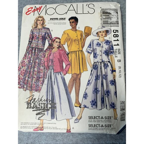 Vintage 1992 McCalls Sewing Pattern 5811 Size 8/10/12 Skirt/Top Set Uncut - Picture 1 of 5